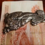 Серебряная клипса для денег "Тигр"